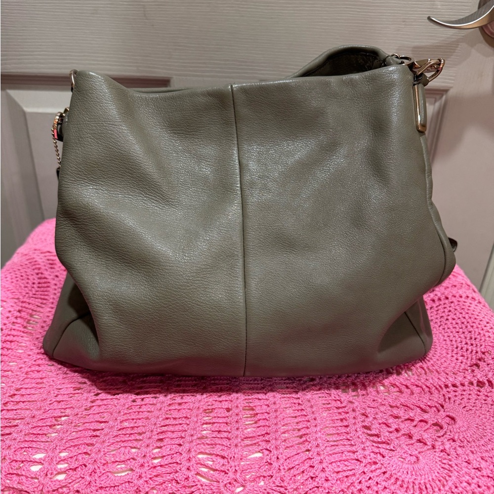COACH Madison Phoebe Slouch Hobo Shoulder Bag Pebbled Olive Green Leather Purse - Picture 3 of 16